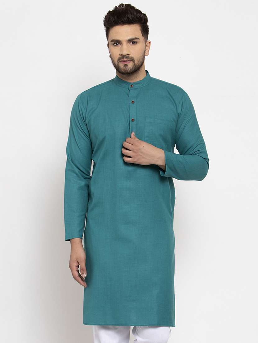 green mandarin collar kurta