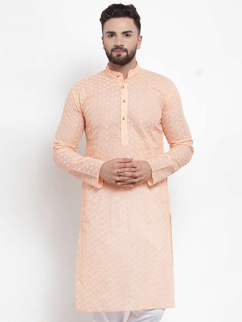 peach mandarin collar kurta