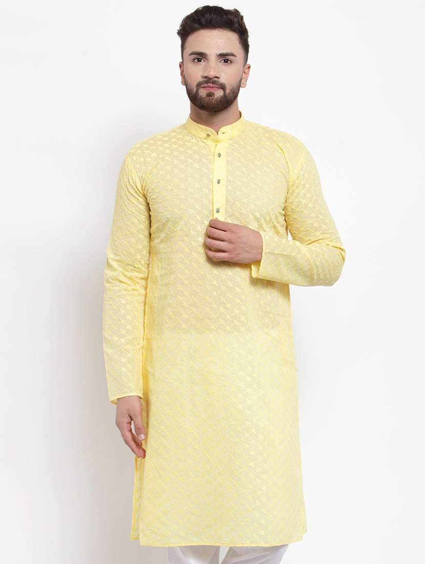 yellow mandarin collar kurta