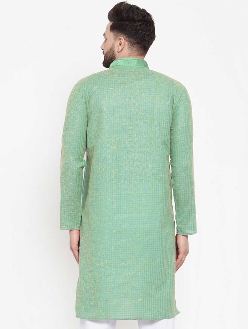 green cotton long kurta - 19147740 -  Standard Image - 2