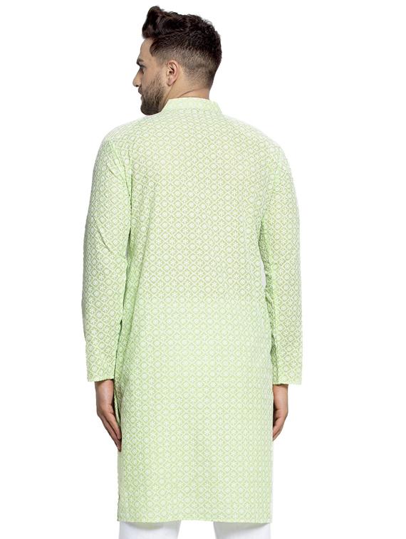 green cotton long kurta - 19147770 - Standard Image - 2