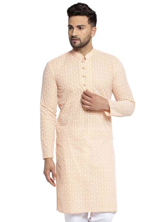 orange cotton long kurta