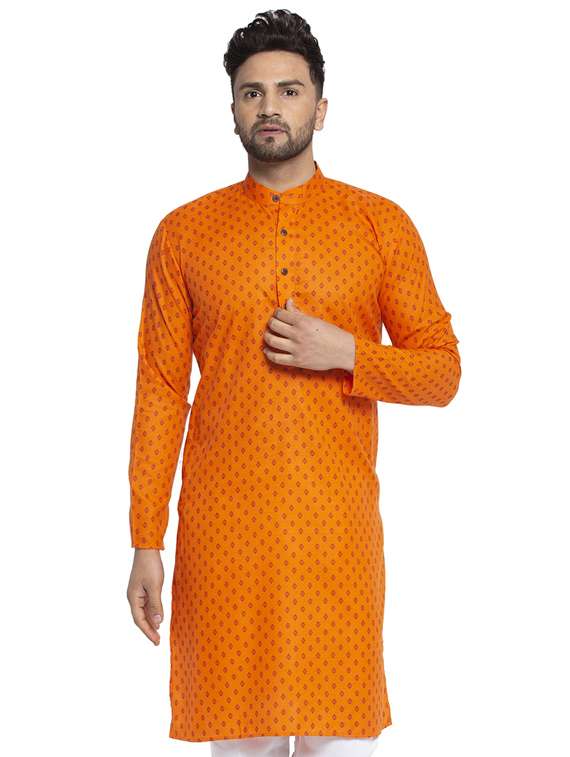 orange cotton long kurta