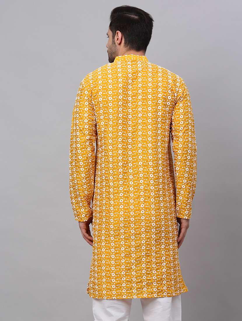men embroidered mandarin neck long kurta - 19147807 - Standard Image - 2