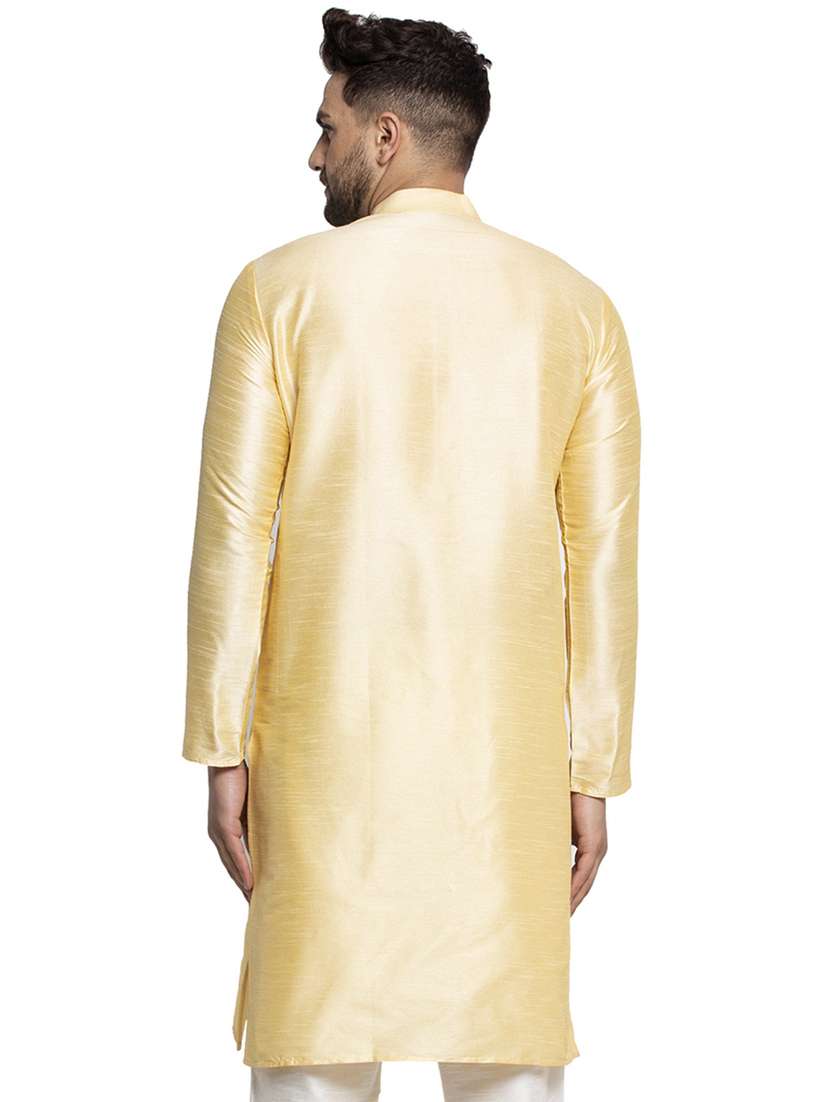 gold dupion long kurta - 19147817 -  Standard Image - 2