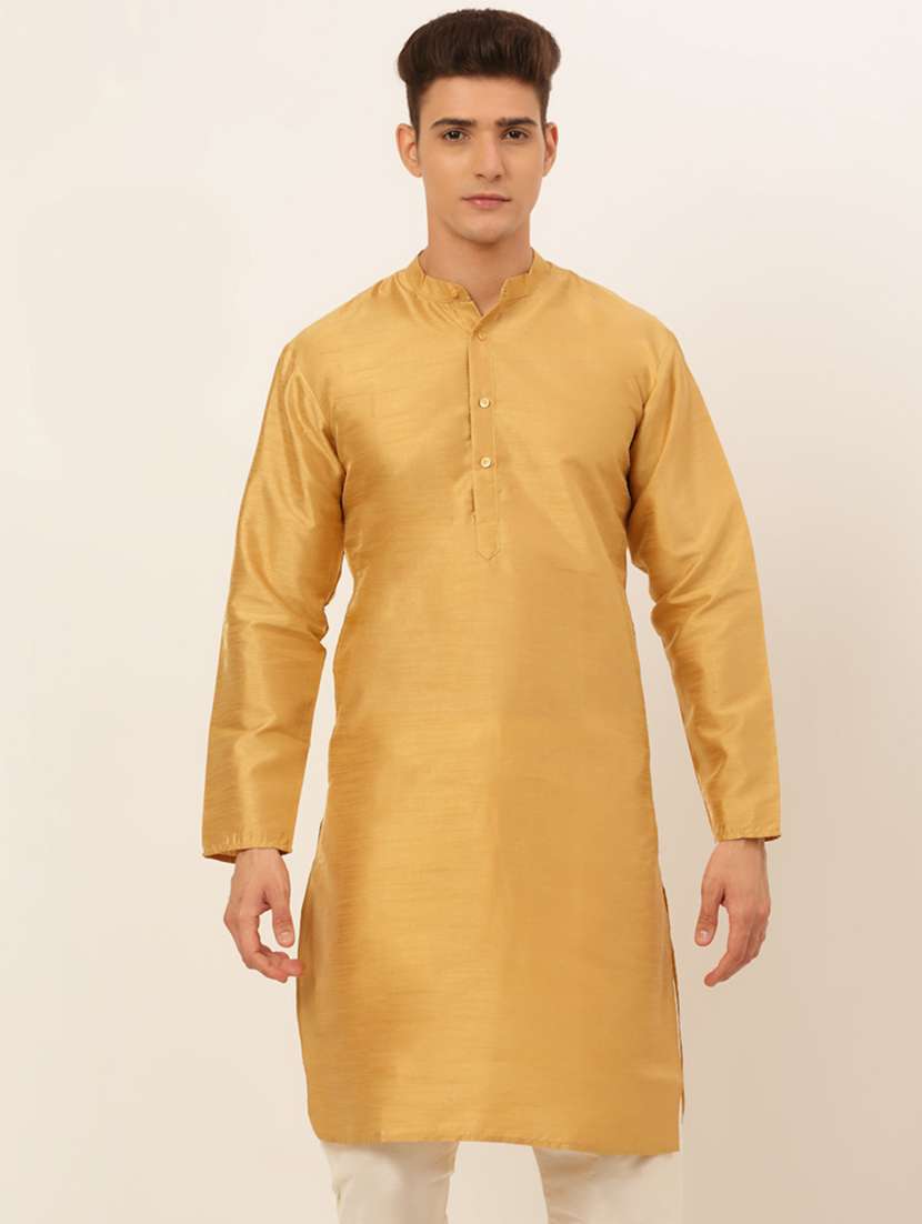 gold dupion long kurta