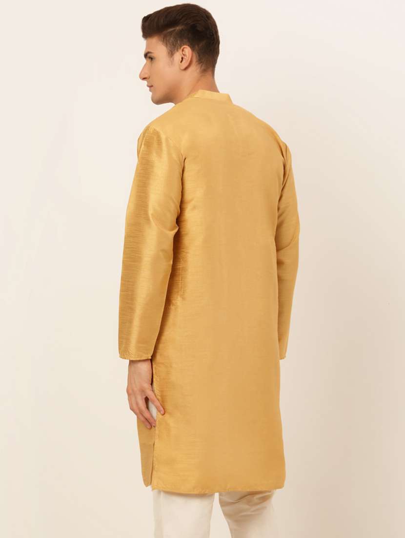 gold dupion long kurta - 19147822 - Standard Image - 2
