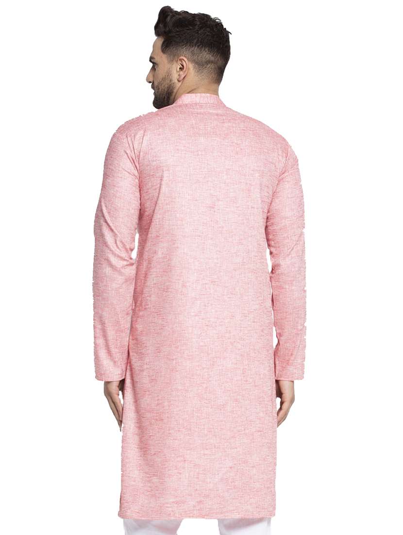 red linen long kurta - 19147834 -  Standard Image - 2