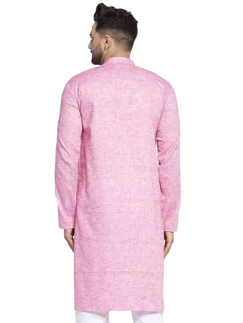 pink linen long kurta - 19147838 -  Standard Image - 2