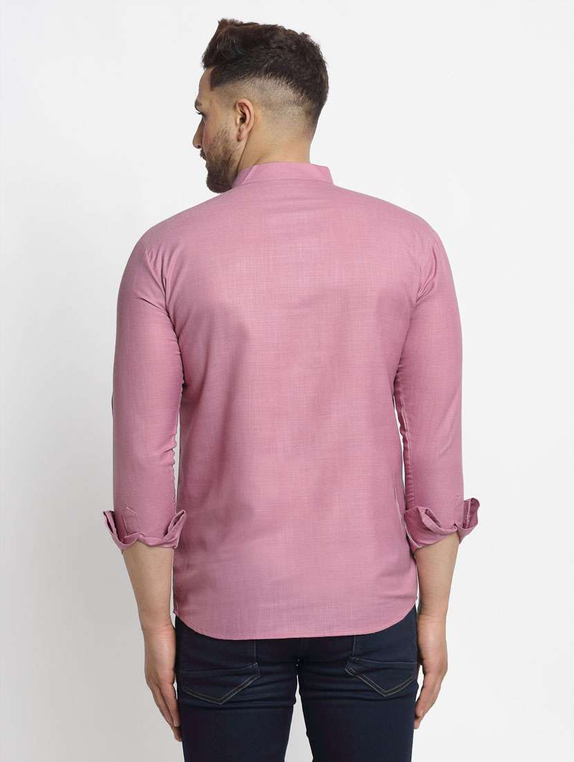 men solids mandarin neck short kurtas - 19147842 -  Standard Image - 2