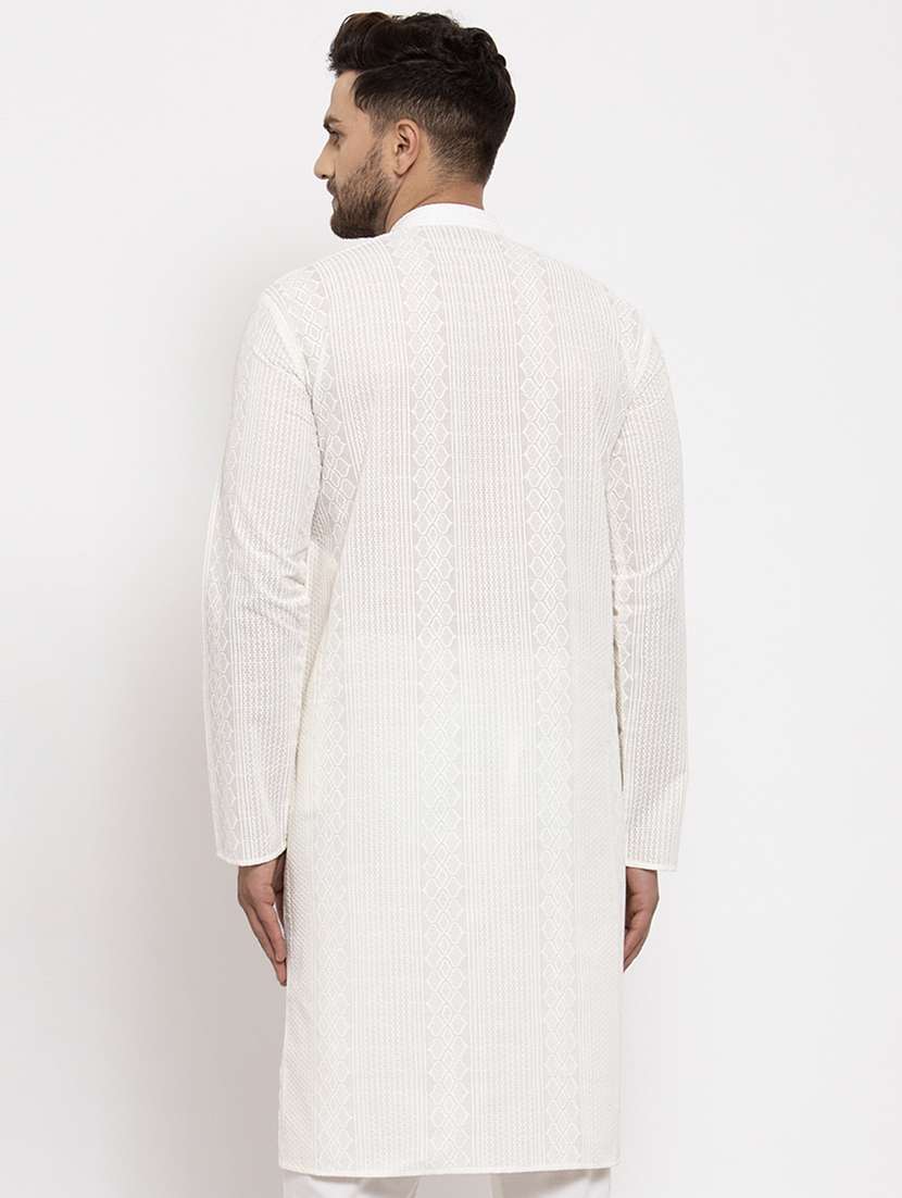 white solid long kurta - 19147847 -  Standard Image - 2