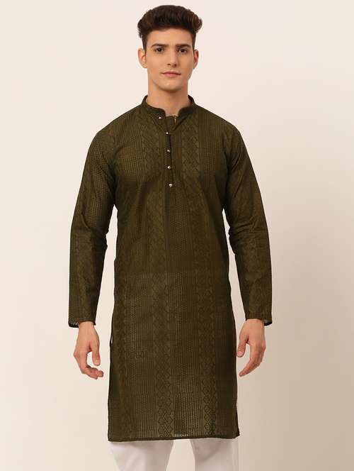 green solid long kurta - 19147851 - Standard Image - 0