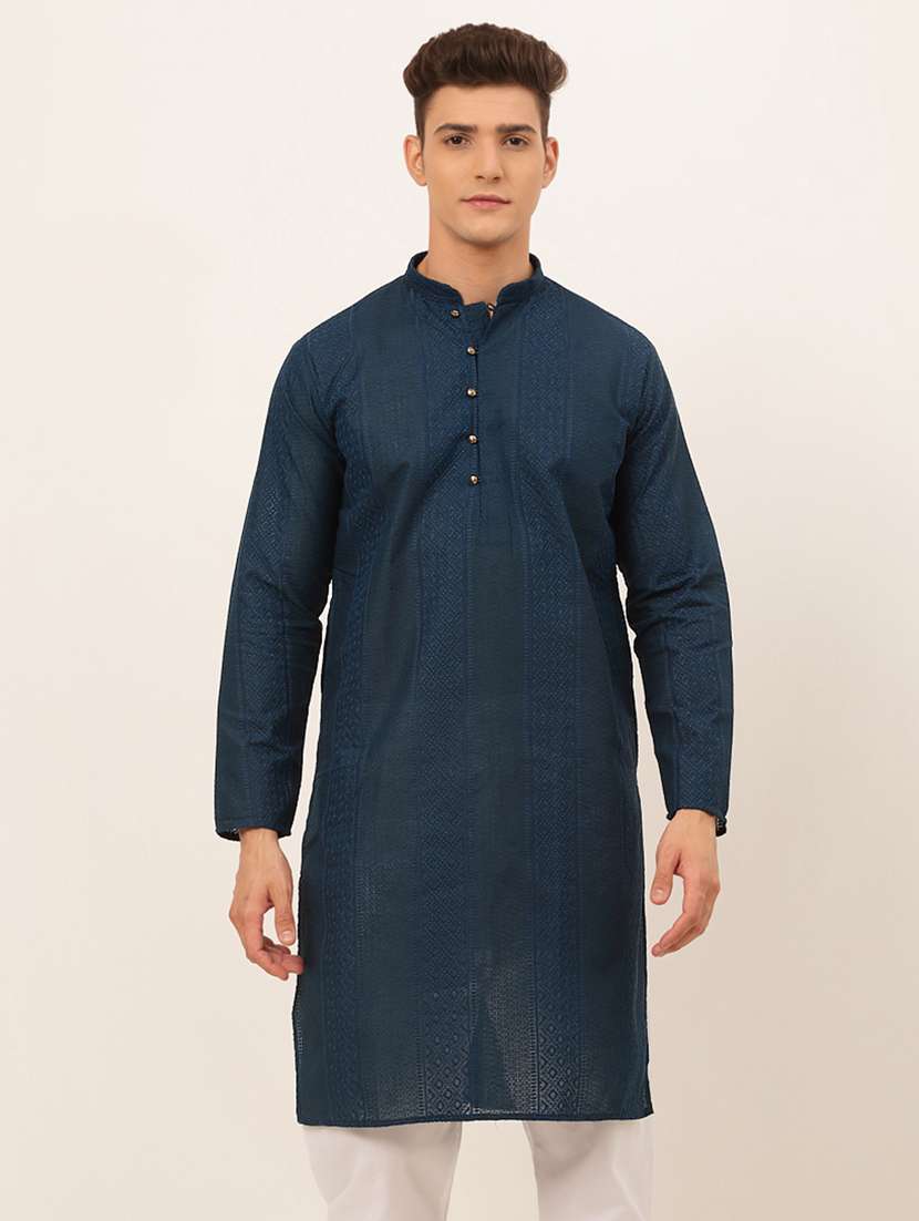 light blue solid long kurta