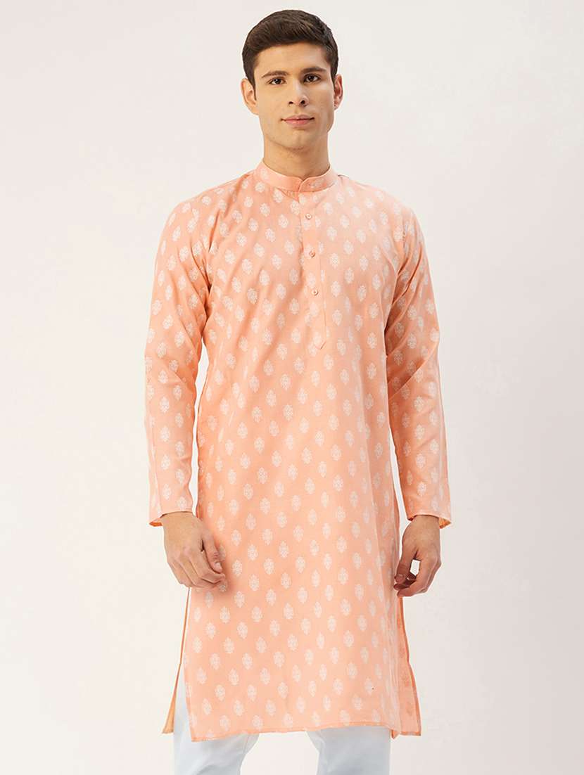 orange printed long kurta