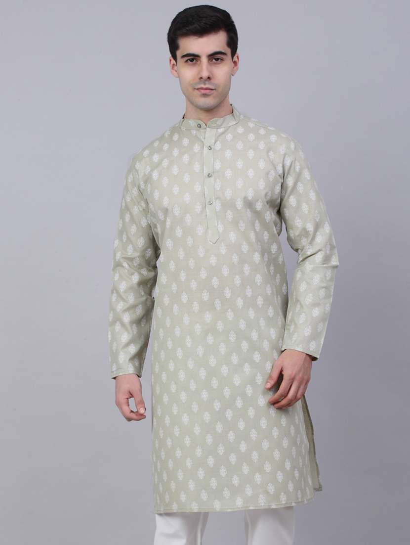 grey printed long kurta