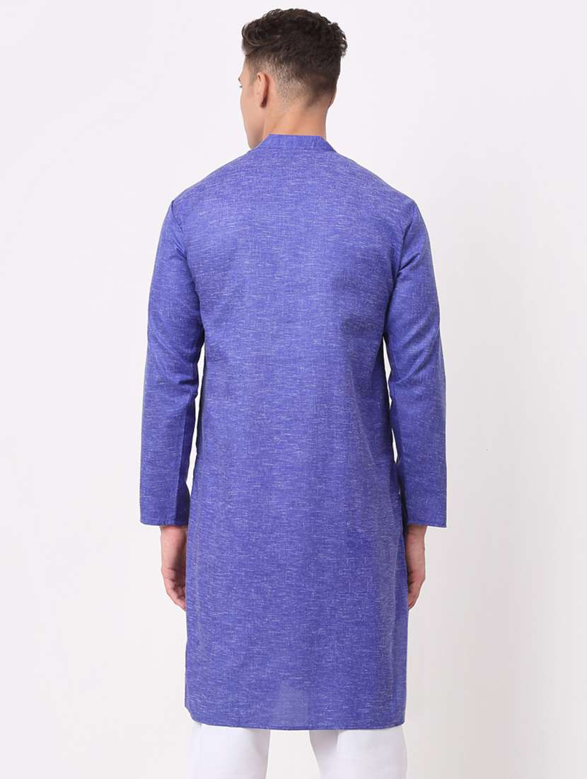 blue self design long kurta - 19147933 - Standard Image - 2