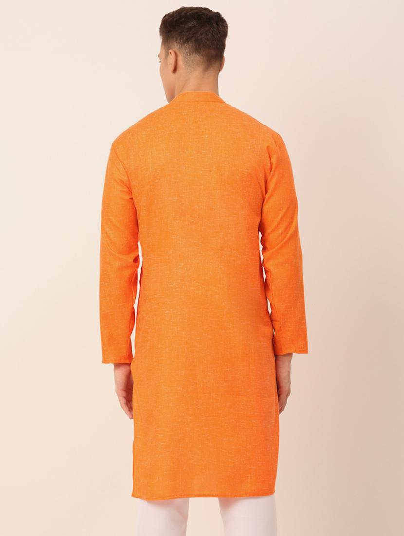 orange self design long kurta - 19147935 - Standard Image - 2