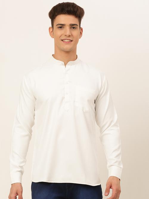 mandarin neck solid straight kurta - 19148026 - Standard Image - 0