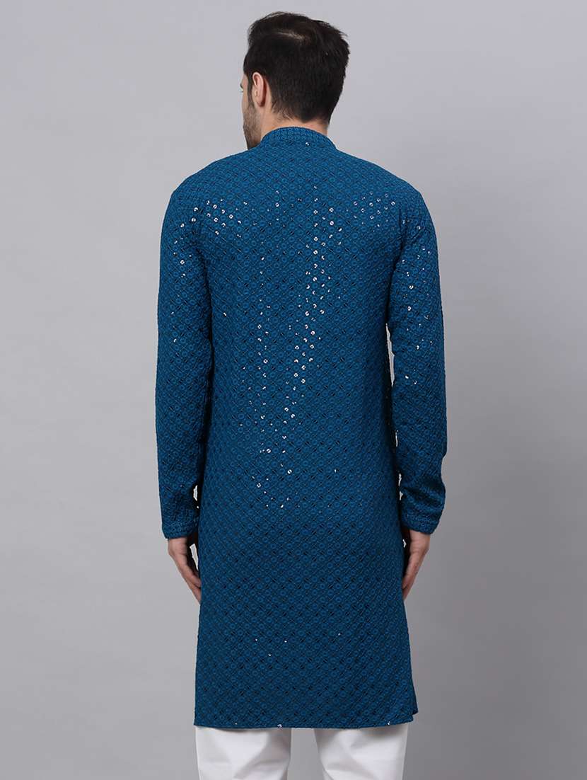 mandarin neck embroidered work straight kurta - 19148031 -  Standard Image - 2