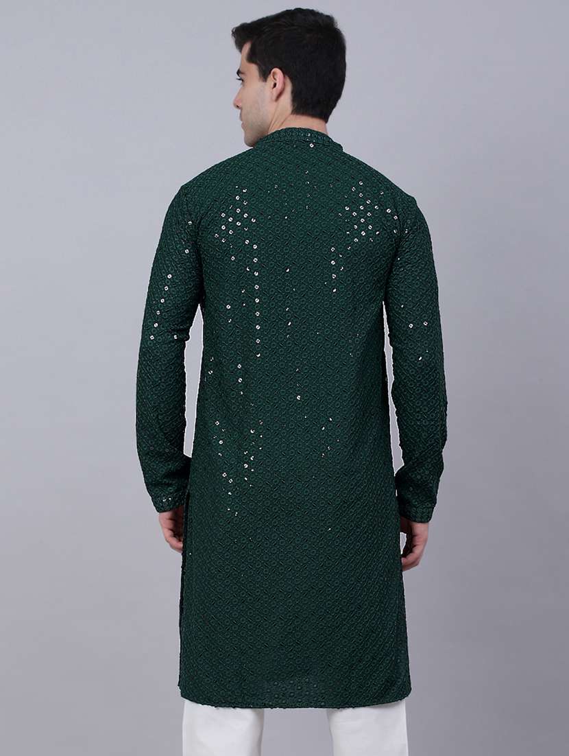 mandarin neck embroidered work straight kurta - 19148034 -  Standard Image - 2