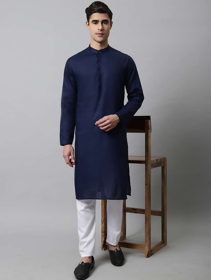  mandarin neck stripes straight kurta  - 19148041 -  Standard Image - 2