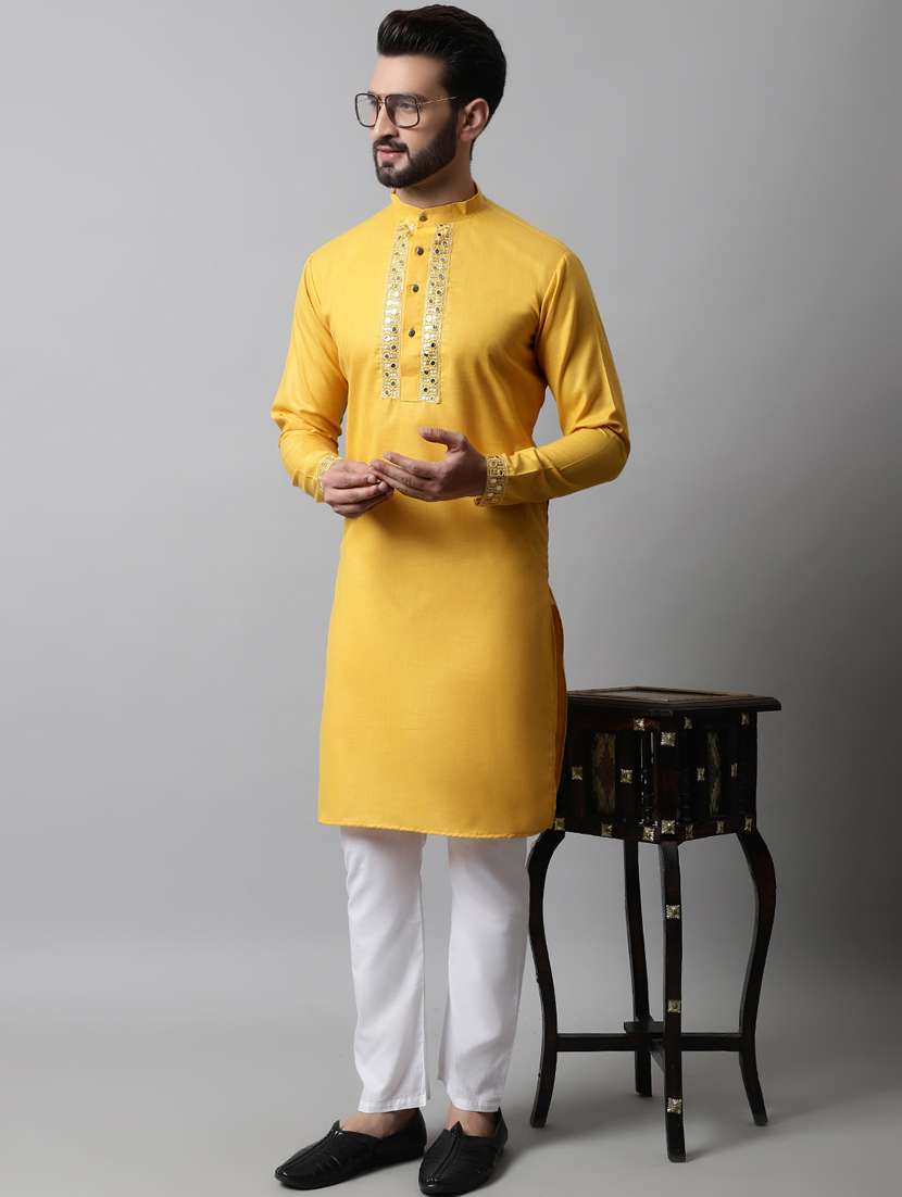 mandarin neck fancy long kurtas kurta - 19148083 -  Standard Image - 2