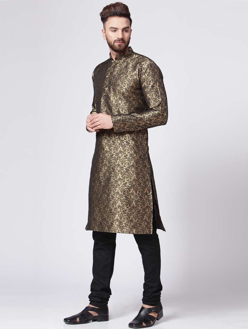 mandarin neck fancy long kurta - 19148156 - Standard Image - 2