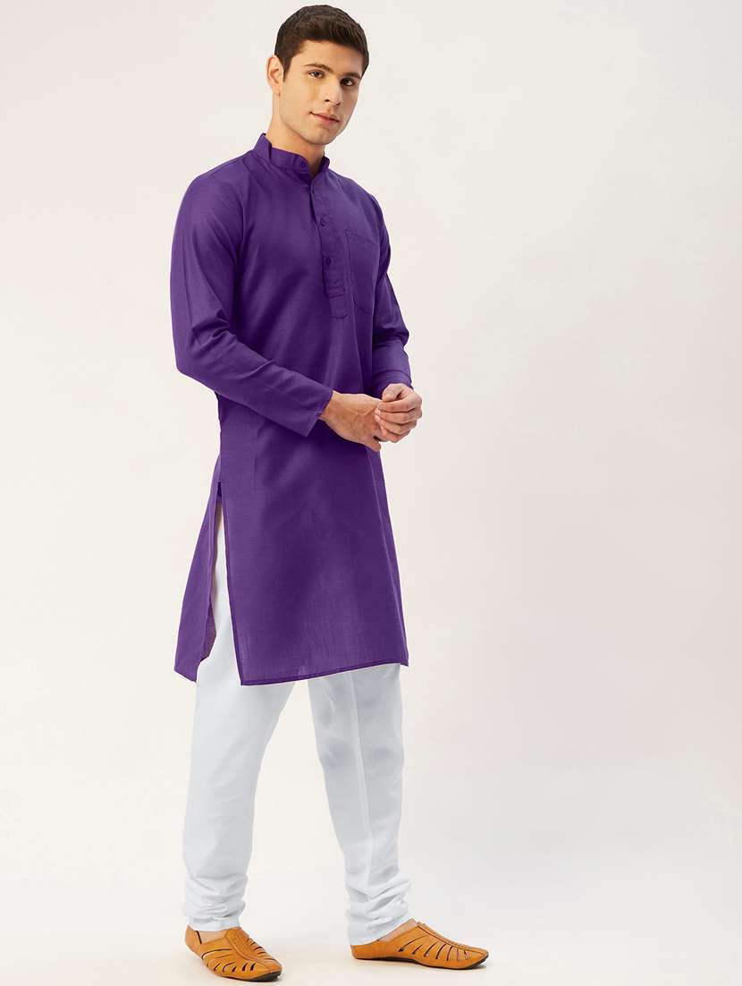 purple cotton kurta pyjama ethnic wear - 19148327 -  Standard Image - 2