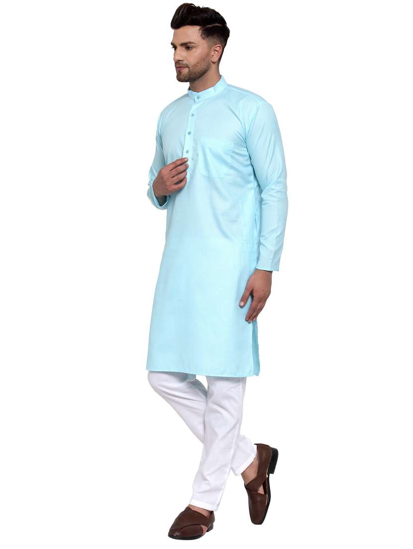 blue cotton kurta pyjama ethnic wear - 19148329 -  Standard Image - 2