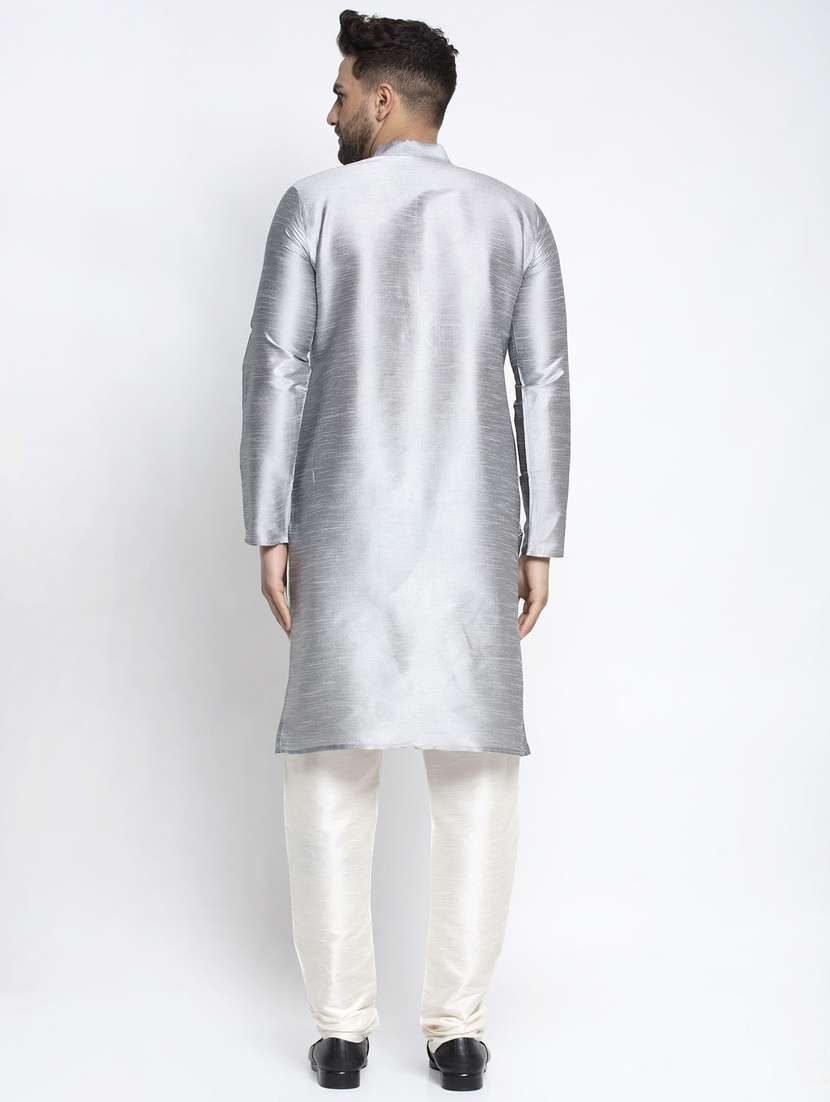 silver dupion kurta pyjama ethnic wear - 19148432 -  Standard Image - 2