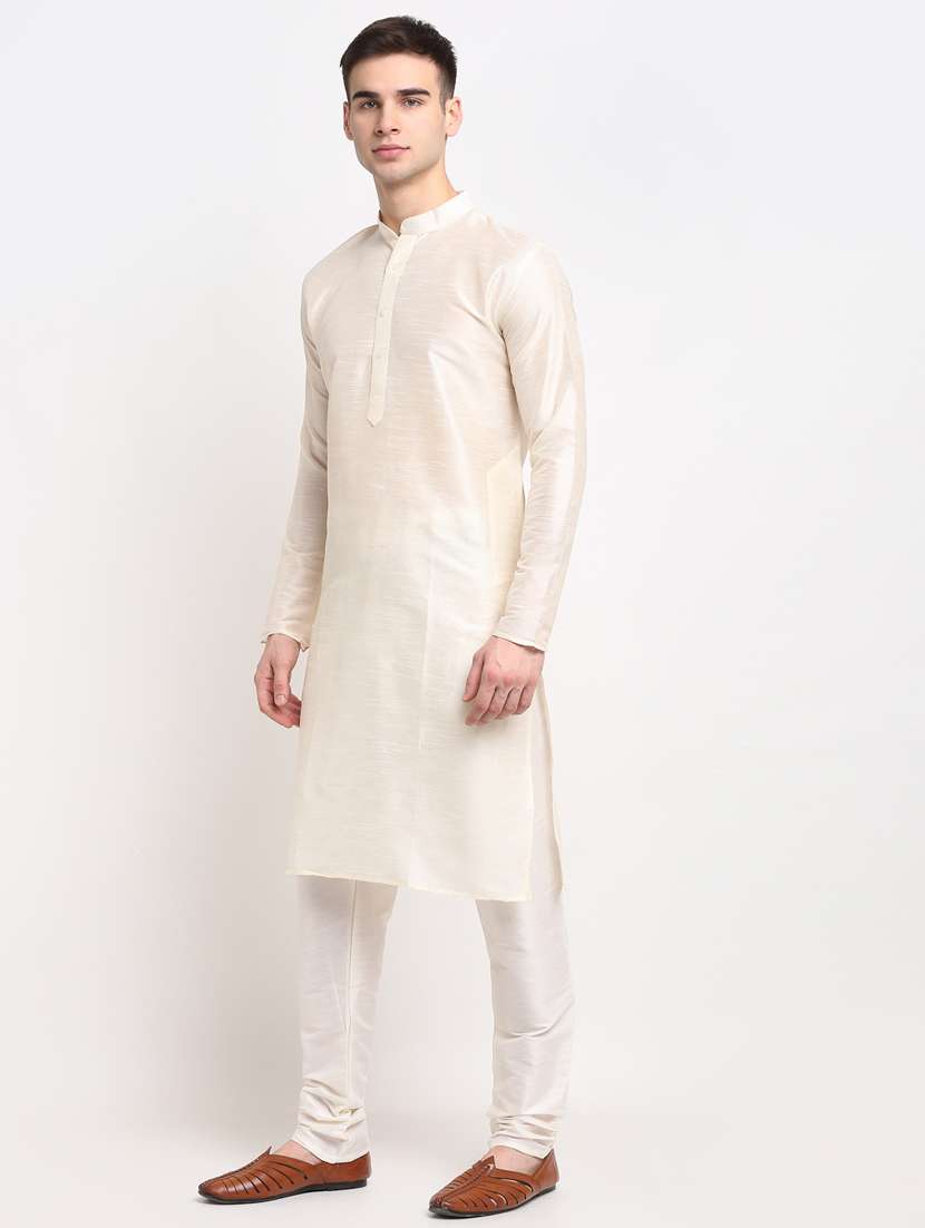 white dupion kurta pyjama ethnic wear - 19148433 -  Standard Image - 2