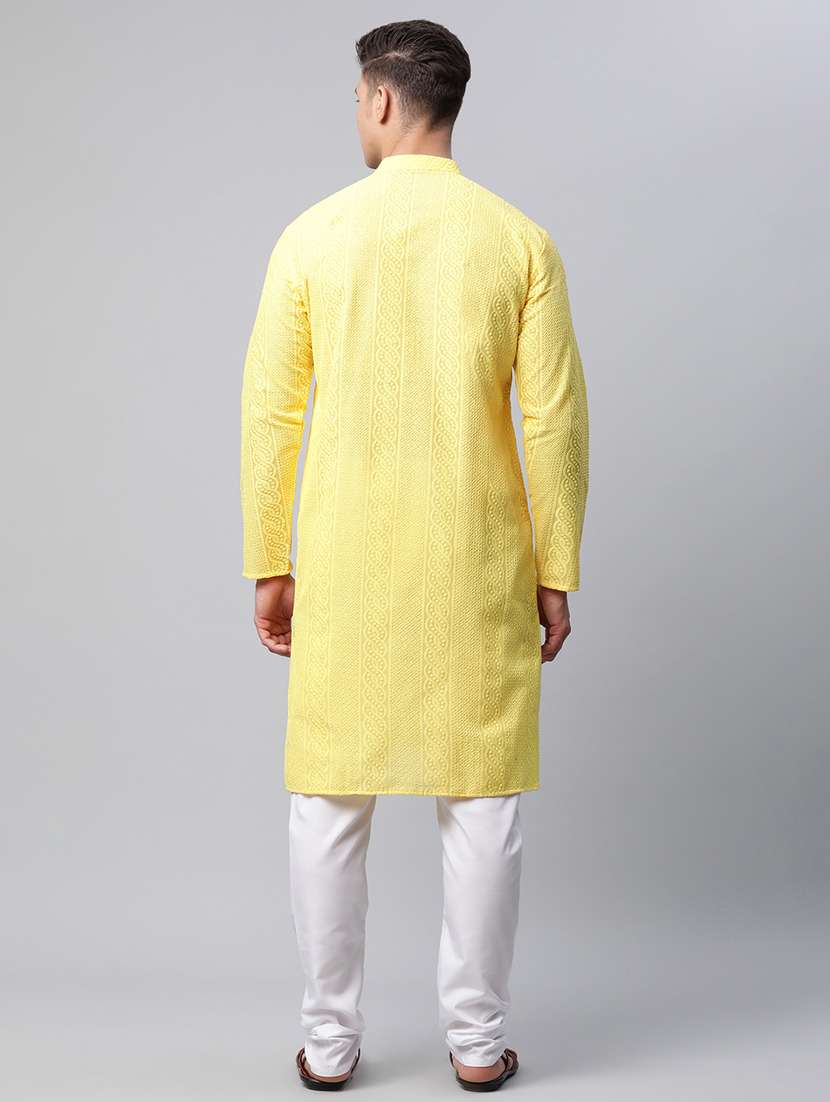 lemon cotton kurta pyjama ethnic wear - 19148453 -  Standard Image - 2