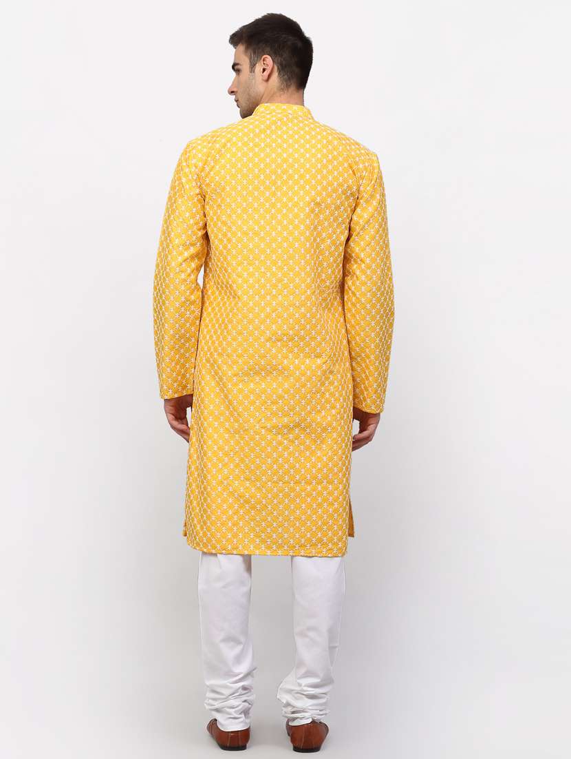 yellow dupion kurta pyjama ethnic wear - 19148460 - Standard Image - 2