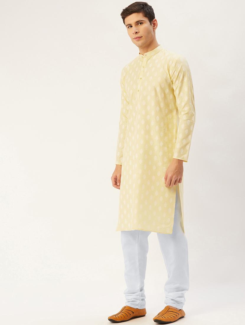 yellow cotton kurta pyjama ethnic wear - 19148506 - Standard Image - 2