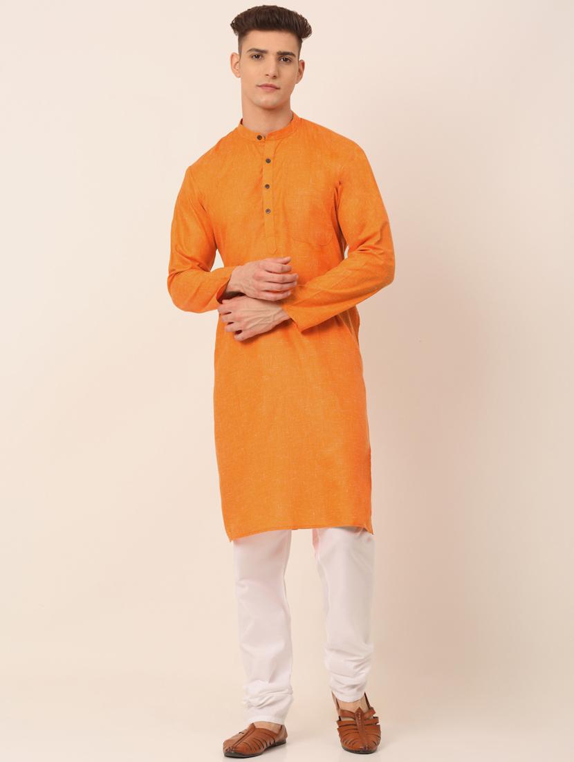 orange cotton kurta pyjama ethnic wear - 19148534 - Standard Image - 2