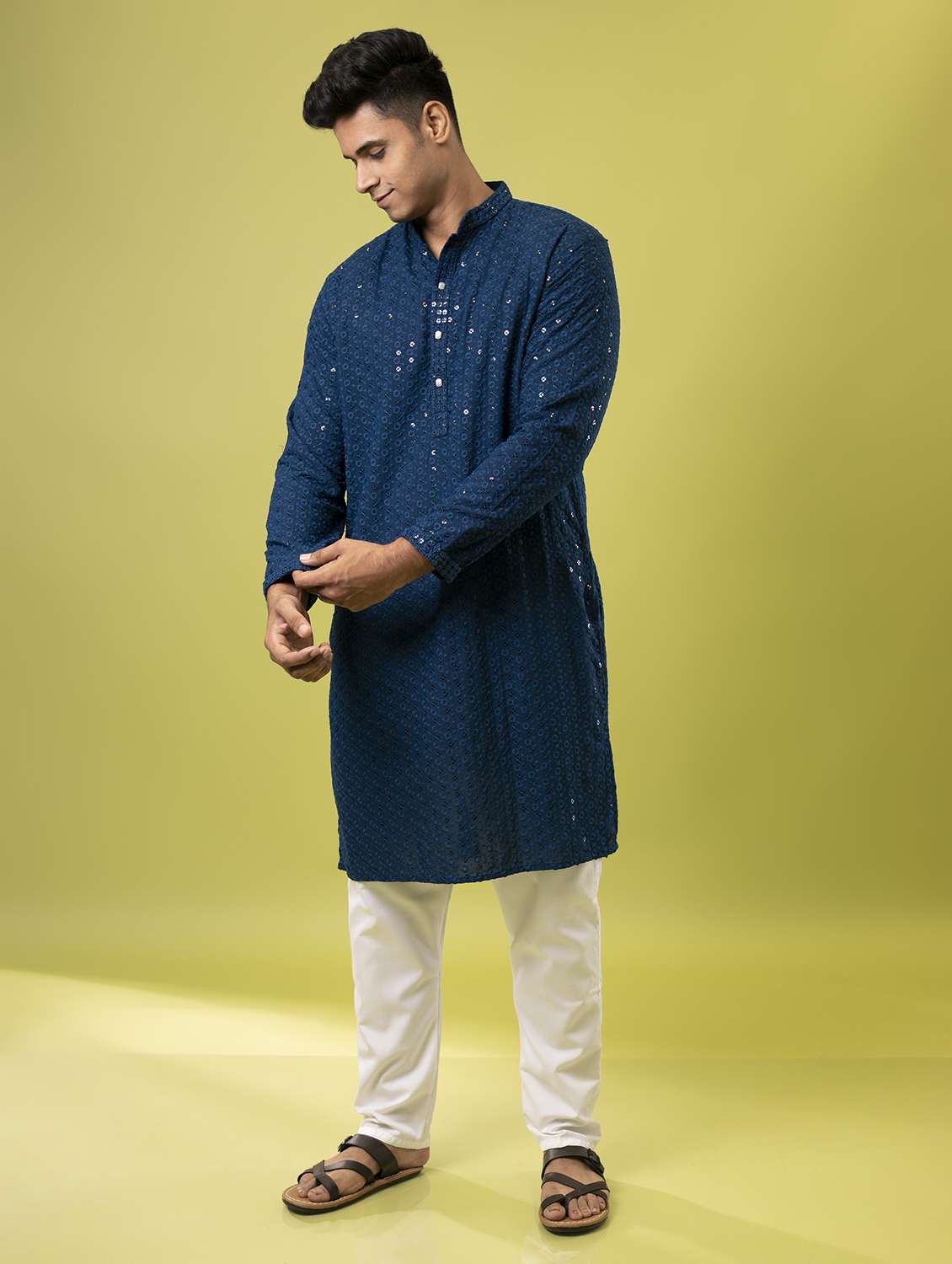 peacock cotton kurta pyjama ethnic wear - 19148626 - Standard Image - 2