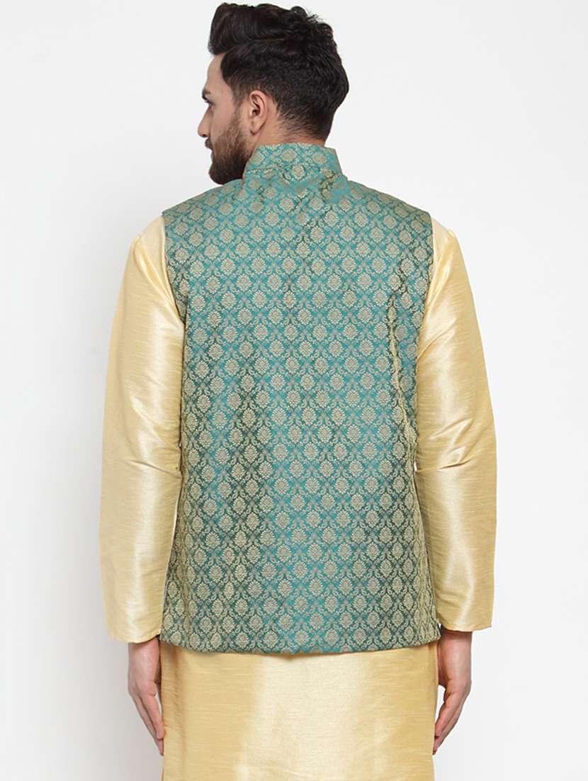 mandarin neck self design nehru jacket - 19148678 -  Standard Image - 2