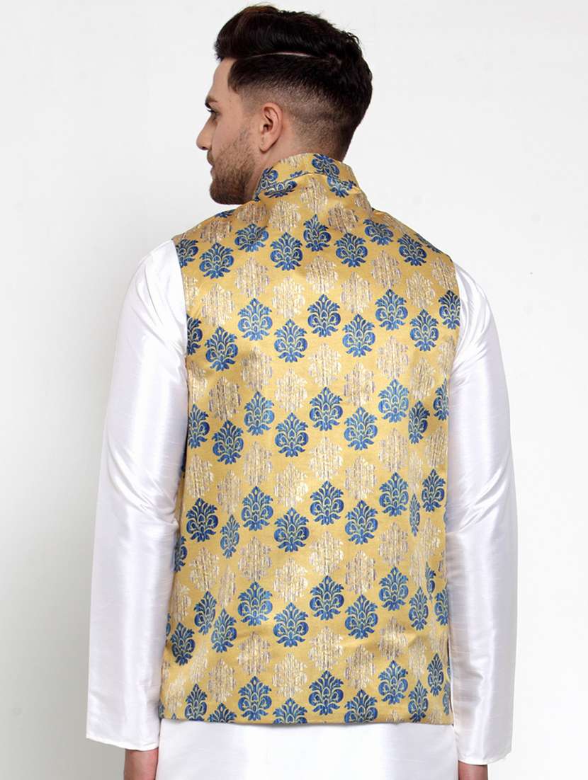 mandarin neck printed nehru jacket - 19148730 -  Standard Image - 2