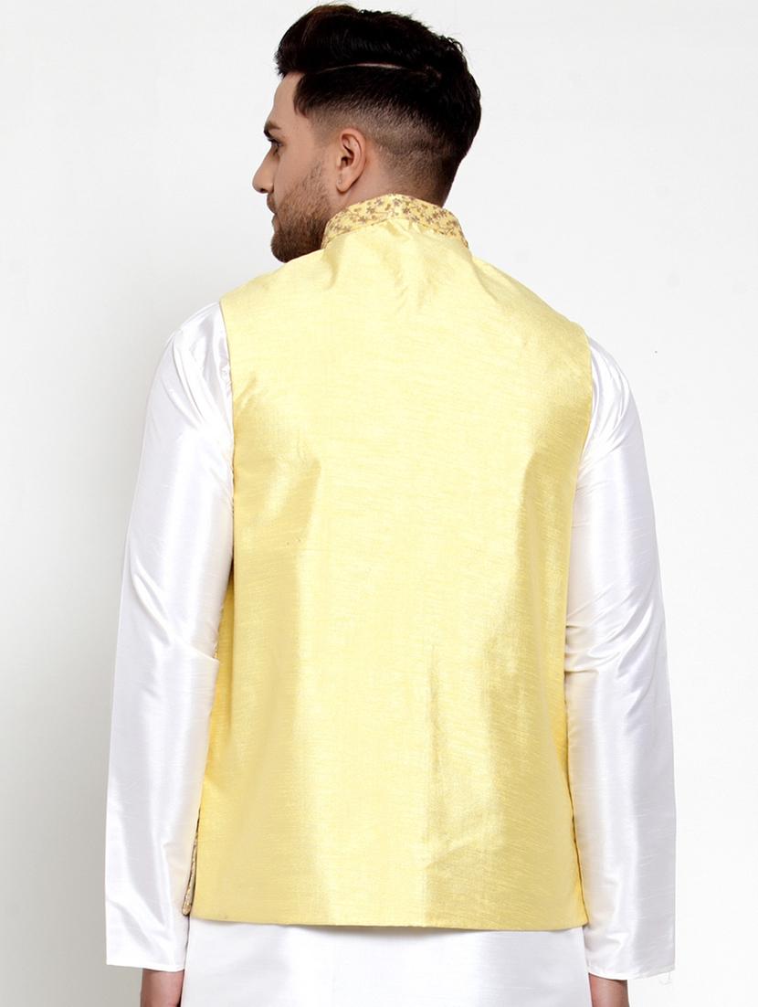mandarin neck self design nehru jacket - 19148741 - Standard Image - 2