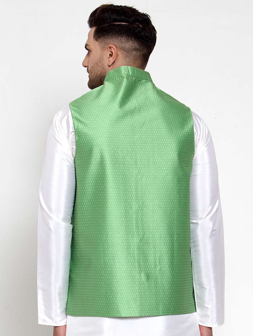 mandarin neck self design nehru jacket - 19148744 -  Standard Image - 2