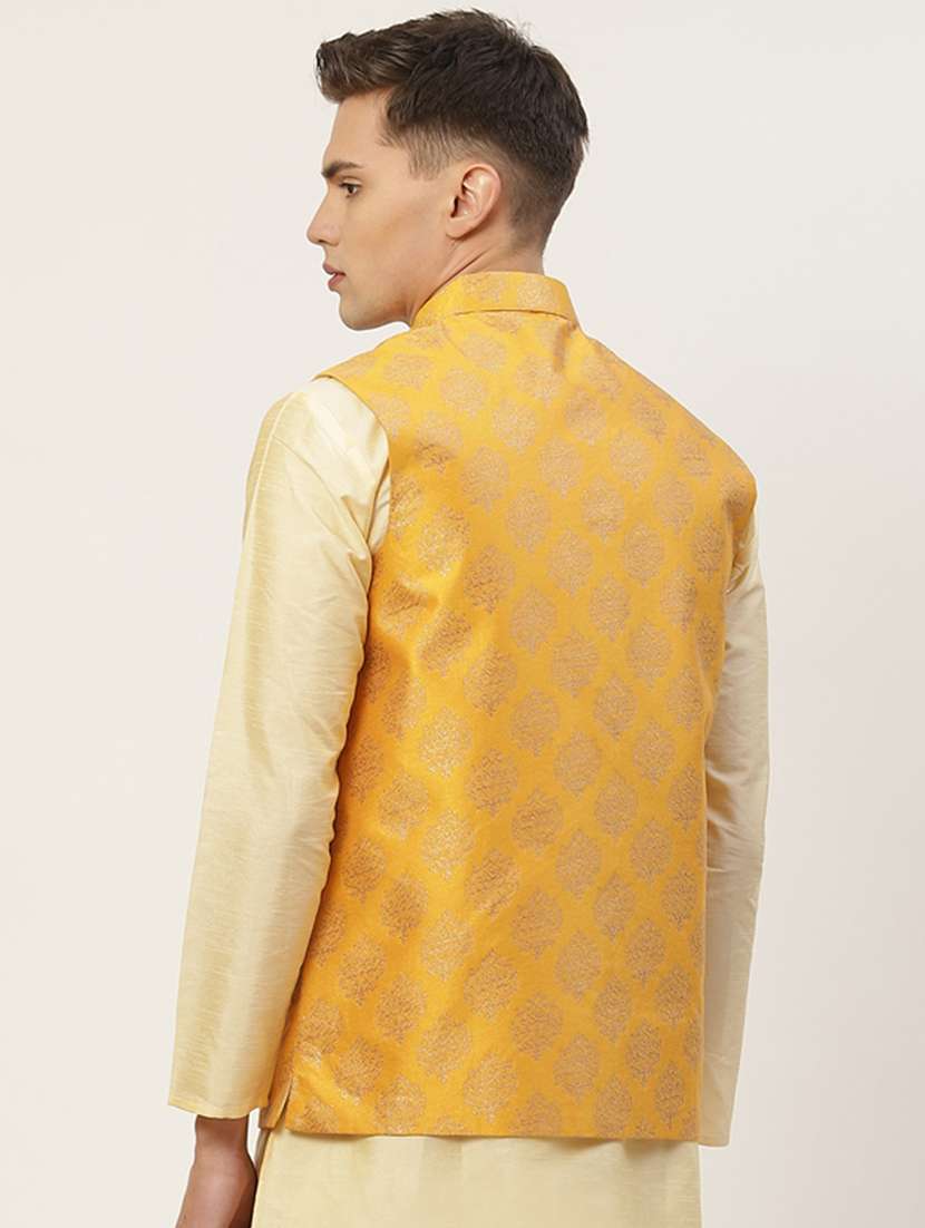 mandarin neck printed nehru jacket - 19148803 -  Standard Image - 2
