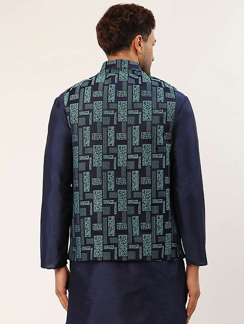 mandarin neck self design nehru jacket - 19148818 -  Standard Image - 2