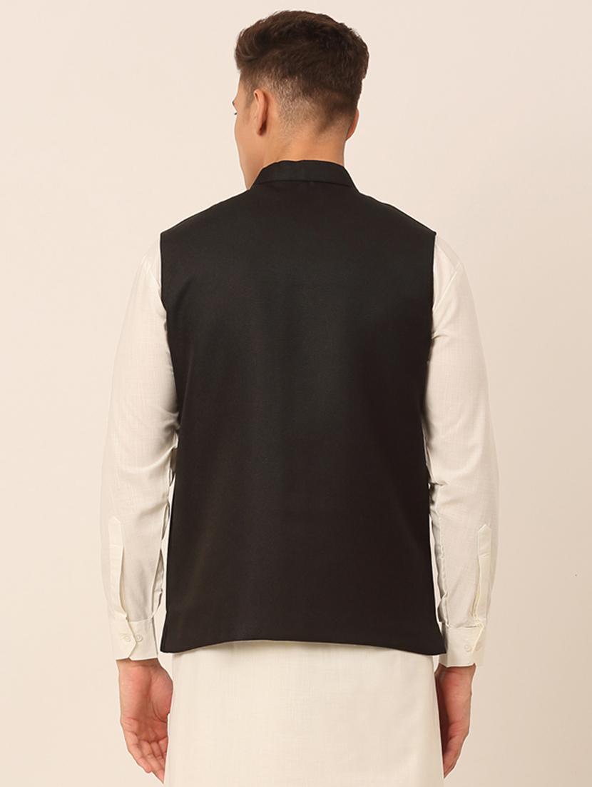 mandarin neck solid nehru jacket - 19148848 - Standard Image - 2