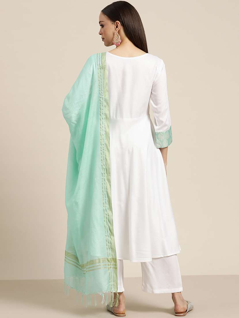 offwhite rayon kurta salwar set - 19149023 - Standard Image - 2