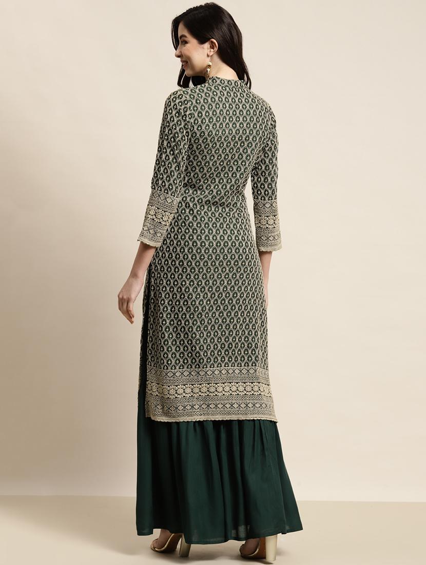 embroidered kurta sharara set - 19149055 - Standard Image - 2