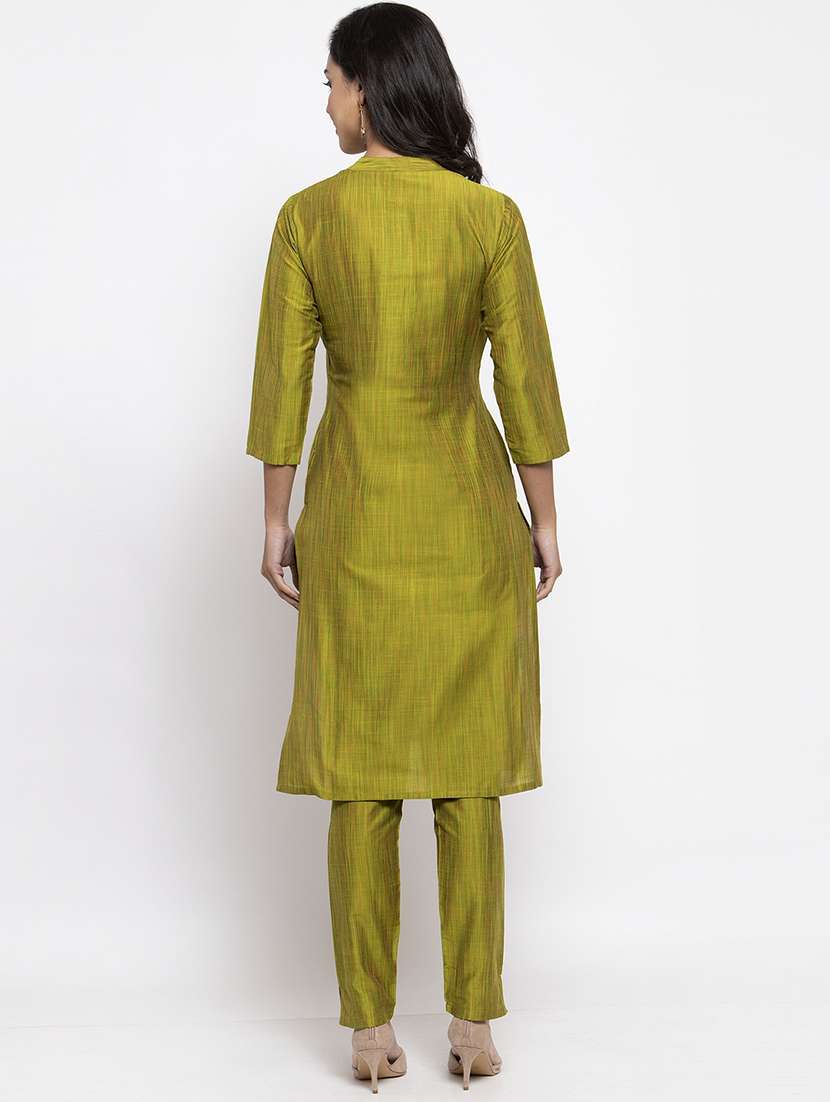 women self design mandarin neck kurta pant set - 19149078 -  Standard Image - 2