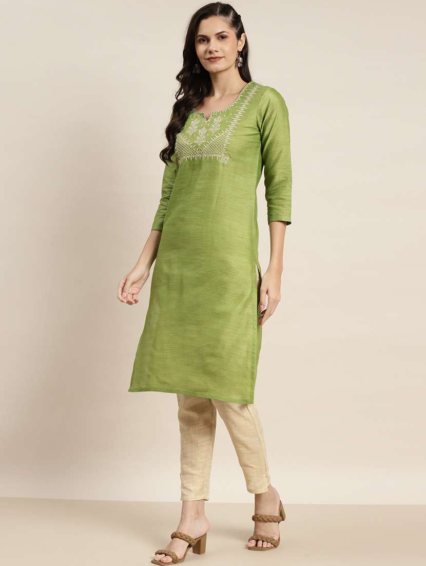 women three quarter sleeve kurta pant with dupatta set - 19149097 - Standard Image - 2