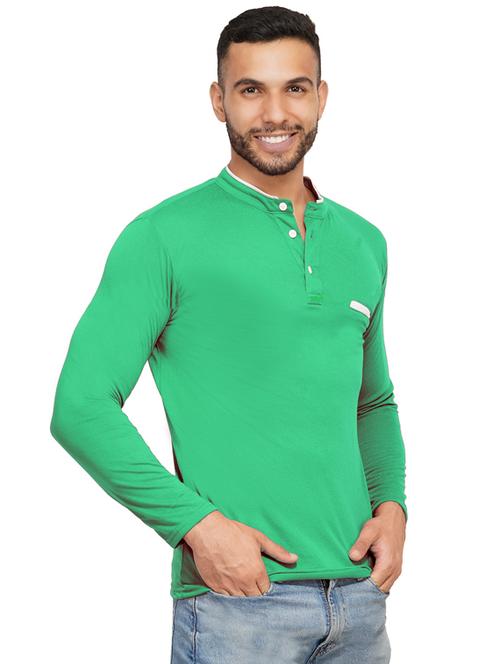 men plain mandarin neck t-shirt - 19154630 - Standard Image - 0