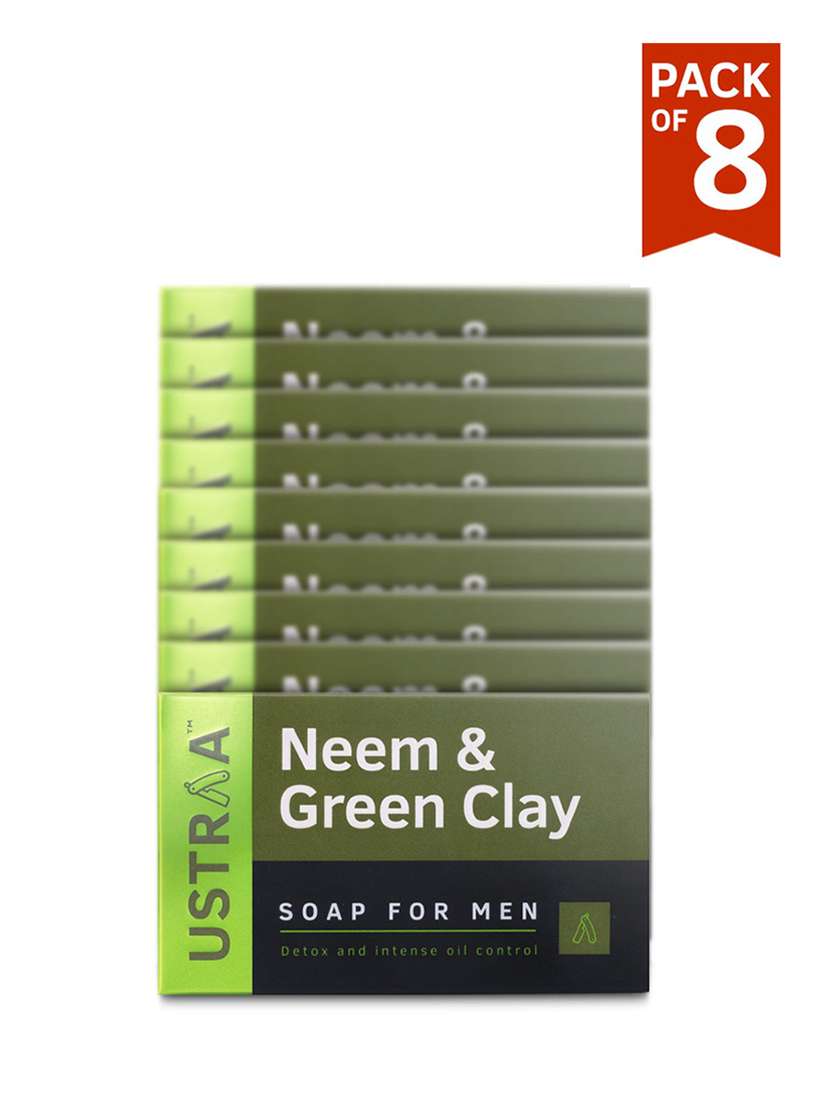 ustraa deo soap-neem & green clay-100g (pack of 8)