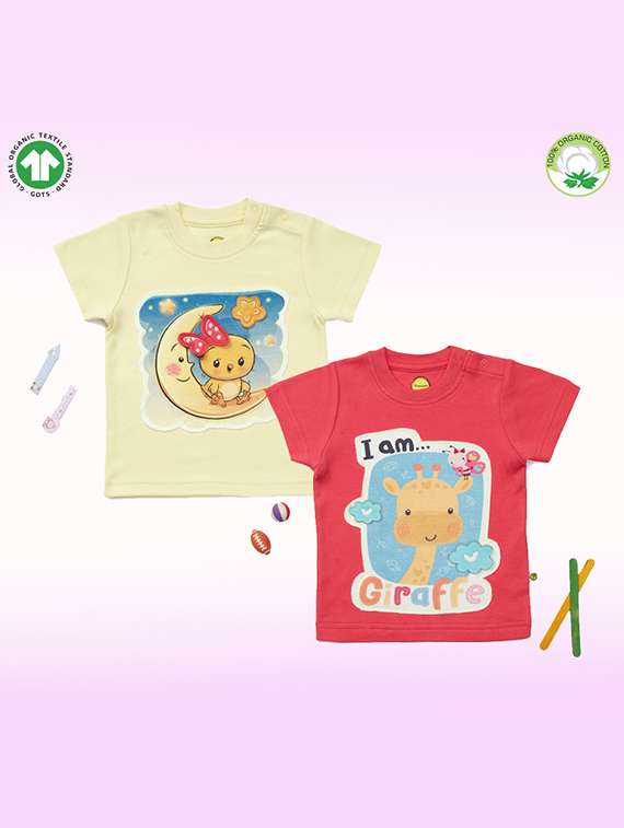 girls pack of 2 printed regular tee